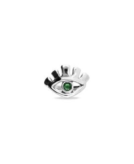 Unode50 UNOde50 Sterling Silver Plated Eye-Shaped Ring with Green Faceted Crystal