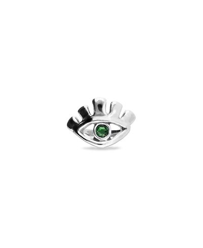 Unode50 UNOde50 Sterling Silver Plated Eye-Shaped Ring with Green Faceted Crystal