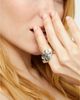 Unode50 UNOde50 Sterling Silver Plated Eye-Shaped Ring with Green Faceted Crystal - 2