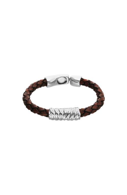 UNODE50 UNODE50 Sterling Silver Plated Leather Bracelet 