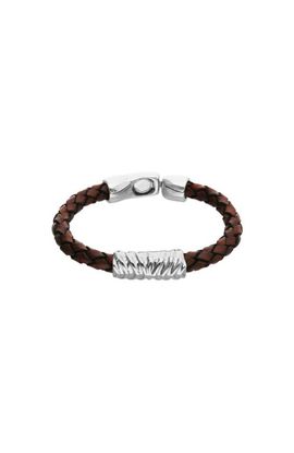 UNODE50 UNODE50 Sterling Silver Plated Leather Bracelet 