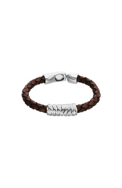 UNODE50 UNODE50 Sterling Silver Plated Leather Bracelet 