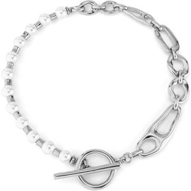 UNODE50 UNODE50 Sterling Silver Plated Necklace with Pearls 