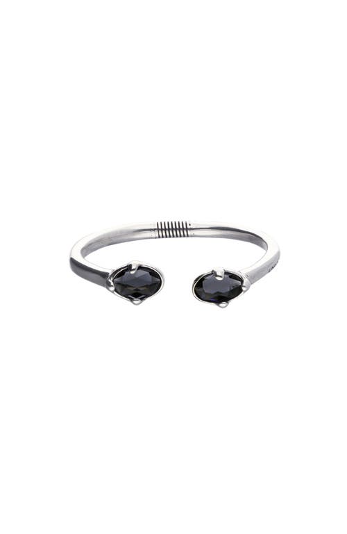 UNODE50 UNODE50 Sterling Silver Plated Rigid Bracelet with Black Crystals 