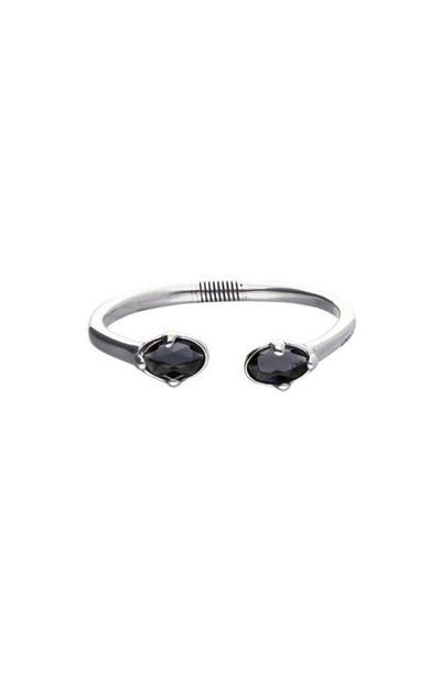 UNODE50 UNODE50 Sterling Silver Plated Rigid Bracelet with Black Crystals 