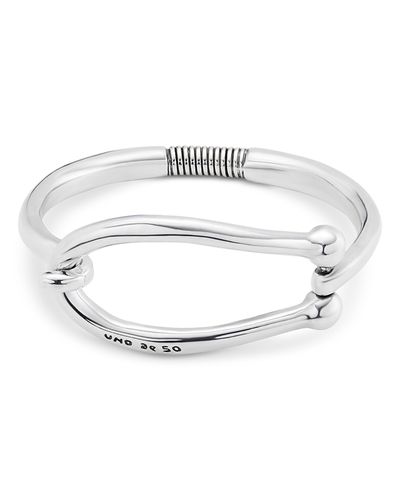 Unode50 UNOde50 Sterling Silver Plated Rigid Bracelet with Large Link and Inner Spring
