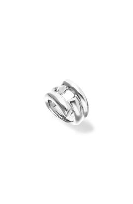 UNODE50 UNODE50 Sterling Silver Plated Ring with Open Tubes 