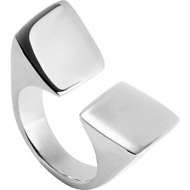 UNODE50 UNODE50 Sterling Silver Plated Ring with Smooth Finish and Square Shape 