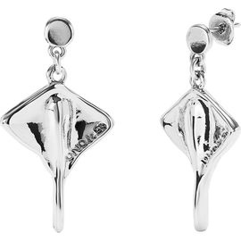 UNODE50 UNODE50 Sterling Silver Plated Short Earrings with Manta Ray Figure 