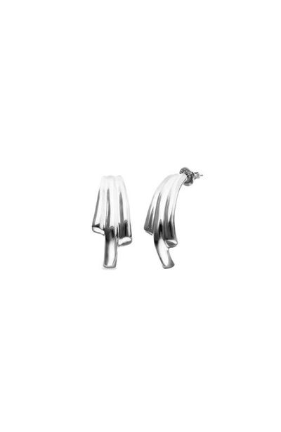 UNODE50 UNODE50 Sterling Silver Plated Three-Tube Earrings 