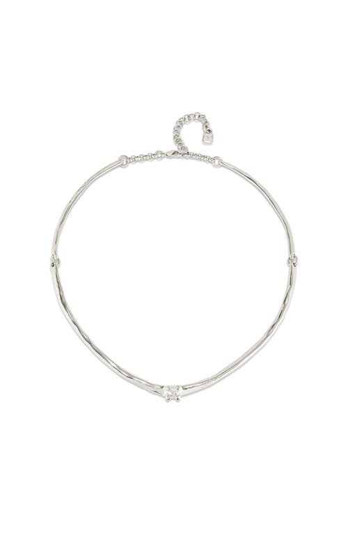 UNODE50 UNODE50 Sterling Silver Rigid Necklace with White Zircon 