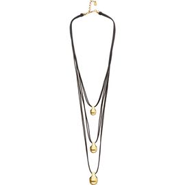 UNODE50 UNODE50 Triple leather necklace with three 18k gold-plated dials 