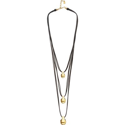 UNODE50 UNODE50 Triple leather necklace with three 18k gold-plated dials 