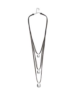 Unode50 UNOde50 Triple Leather Necklace with Three Sterling Silver-Plated Dials
