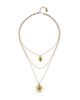 Unode50 UNOde50 Triple Necklace Plated in Gold with 2 Eye Charms and Green Faceted Crystal - 1