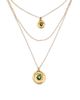 Unode50 UNOde50 Triple Necklace Plated in Gold with 2 Eye Charms and Green Faceted Crystal - 3