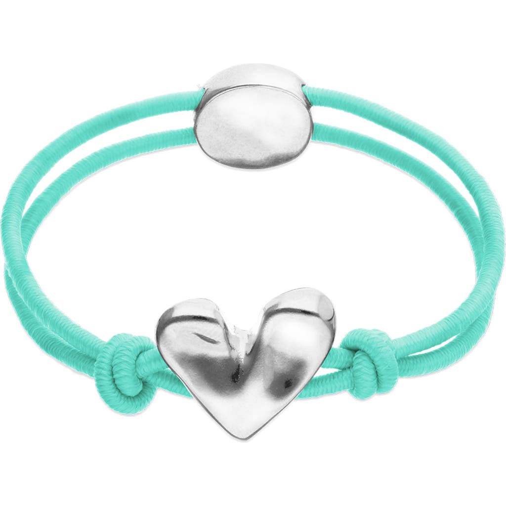 UNODE50 UNODE50 Turquoise Elastic Thread Bracelet With Sterling Silver-Plated Heart 