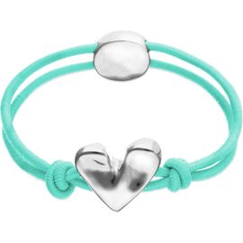 UNODE50 UNODE50 Turquoise Elastic Thread Bracelet With Sterling Silver-Plated Heart 