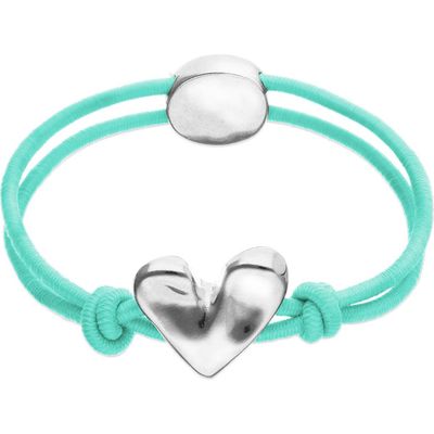 UNODE50 UNODE50 Turquoise Elastic Thread Bracelet With Sterling Silver-Plated Heart 