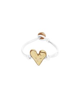 Unode50 UNOde50 White Leather Bracelet with Gold-Plated Heart Detail