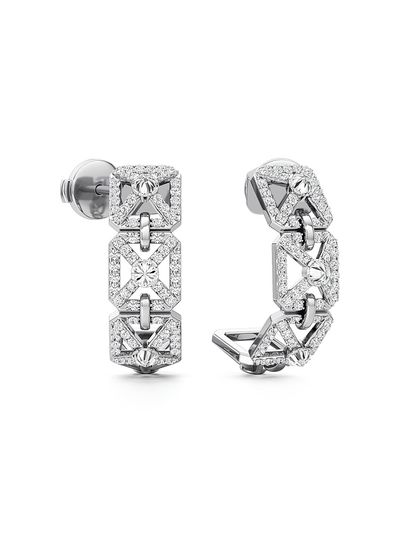 Unsaid Women's Armor 18K White Gold & 0.79 TCW Lab-Grown Diamond Mini Hoop Earrings