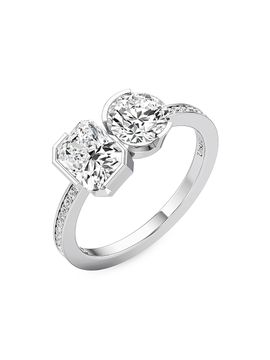 Unsaid Women's Meta 18K White Gold & 2.09 TCW Lab-Grown Diamond Toi Et Moi Ring