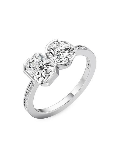 Unsaid Women's Meta 18K White Gold & 2.09 TCW Lab-Grown Diamond Toi Et Moi Ring