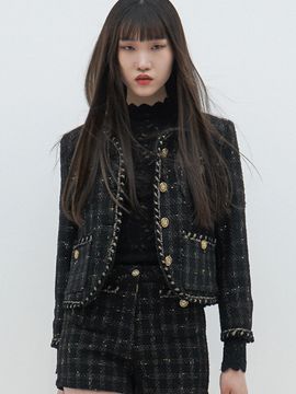 UNTAGE Metallic Button Boucle Tweed Jacket