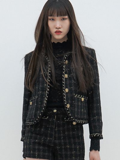 UNTAGE Metallic Button Boucle Tweed Jacket