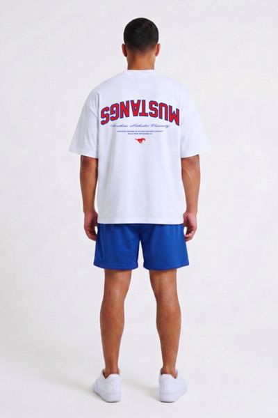 UPSIDE Upside SMU Mustangs Oversized Tee in White, Men's at Urban Outfitters