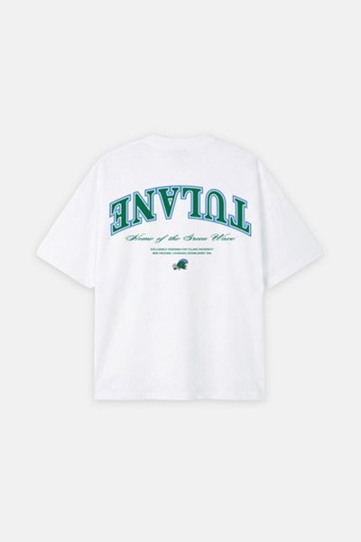 UPSIDE Upside Tulane Green Wave Oversized Tee in White, Men's at Urban Outfitters
