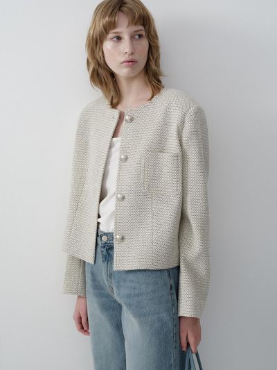 URAGO Round Button Tweed Jacket