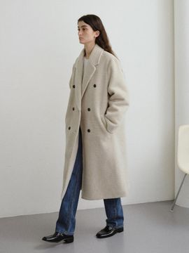 URAGO Shearling Double-Breasted Long Coat