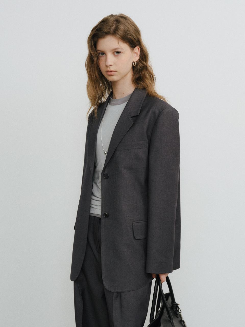 URAGO Wool Blend Single Button Tailored Jacket