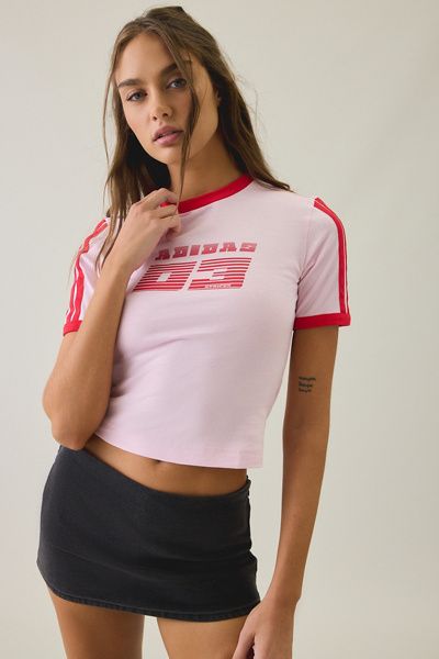 Urban Outfitters adidas Racing 3-Stripe Graphic Tee in Pink, Women's at Urban Outfitters