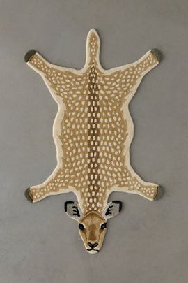 Urban Outfitters Antelope Shaped Tufted Wool Rug in Tan at Urban Outfitters