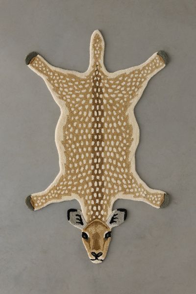 Urban Outfitters Antelope Shaped Tufted Wool Rug in Tan at Urban Outfitters