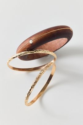 Urban Outfitters Antiquity Metal & Wood Bangle Bracelets Set in Brown, Women's at Urban Outfitters