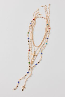 Urban Outfitters Aries Rosary Layering Necklaces Set in Gold, Women's at Urban Outfitters