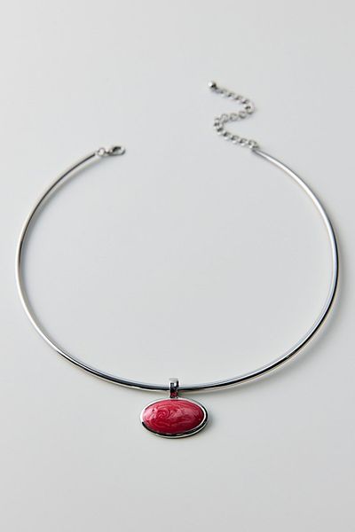 Urban Outfitters Ashley Pendant Metal Wired Choker Necklace in Red, Women's at Urban Outfitters
