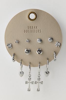 Urban Outfitters Audrey Cross & Rose Multi Earrings Set in Silver, Women's at Urban Outfitters