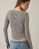 Urban Outfitters BDG Brett Henley Long Sleeve Baby Tee in Brown, Women's at Urban Outfitters - 2