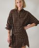 Urban Outfitters BDG Cordelia Multiway Scarf Tie Plaid Shirt Mini Dress in Brown, Women's at Urban Outfitters - 4