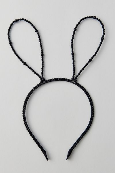 Urban Outfitters Beaded Bunny Ears Headband in Black, Women's at Urban Outfitters