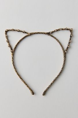 Urban Outfitters Beaded Cat Ears Headband in Gold, Women's at Urban Outfitters