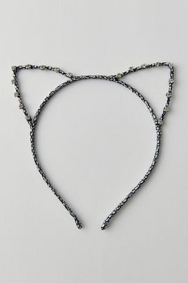Urban Outfitters Beaded Cat Ears Headband in Silver, Women's at Urban Outfitters