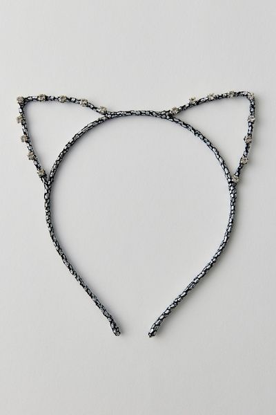 Urban Outfitters Beaded Cat Ears Headband in Silver, Women's at Urban Outfitters