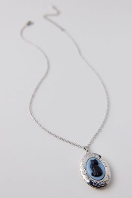 Urban Outfitters Black Cat Locket Necklace in Silver, Women's at Urban Outfitters