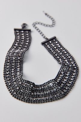 Urban Outfitters Blaine Rhinestone Metal Mesh Choker Necklace in Silver, Women's at Urban Outfitters