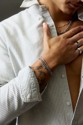 Urban Outfitters Box Chain Bracelets Set in Silver, Men's at Urban Outfitters